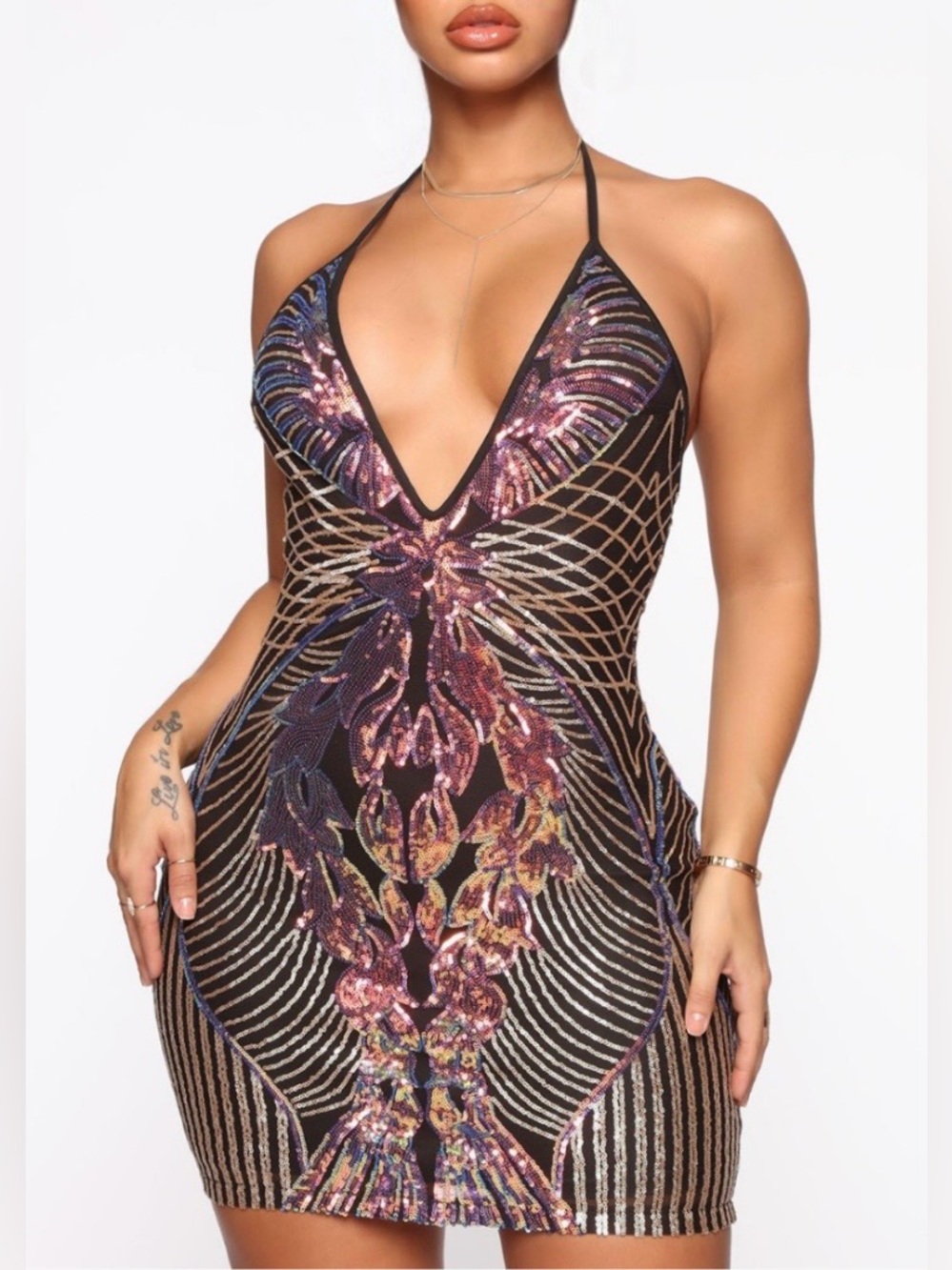 Fashion Nova Hashtag Hot Sequin Mini Dress - Medium